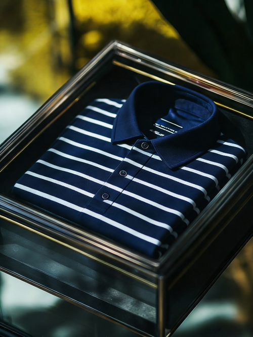 Men's Business Style Print Short Sleeved Polo Shirt