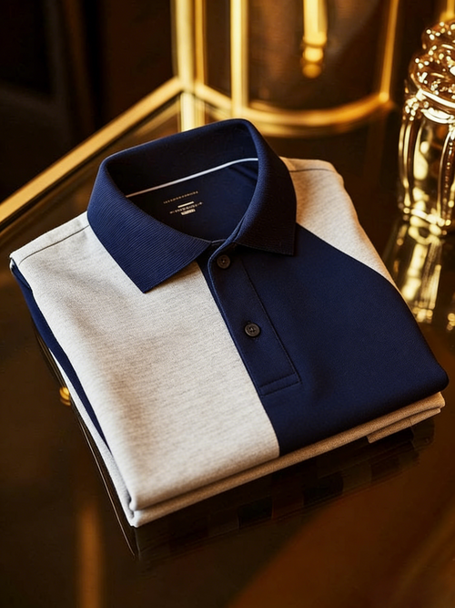 Men's Business Style Print Short Sleeved Polo Shirt