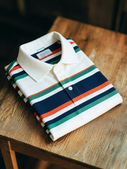 Men's Business Style Print Short Sleeved Polo Shirt