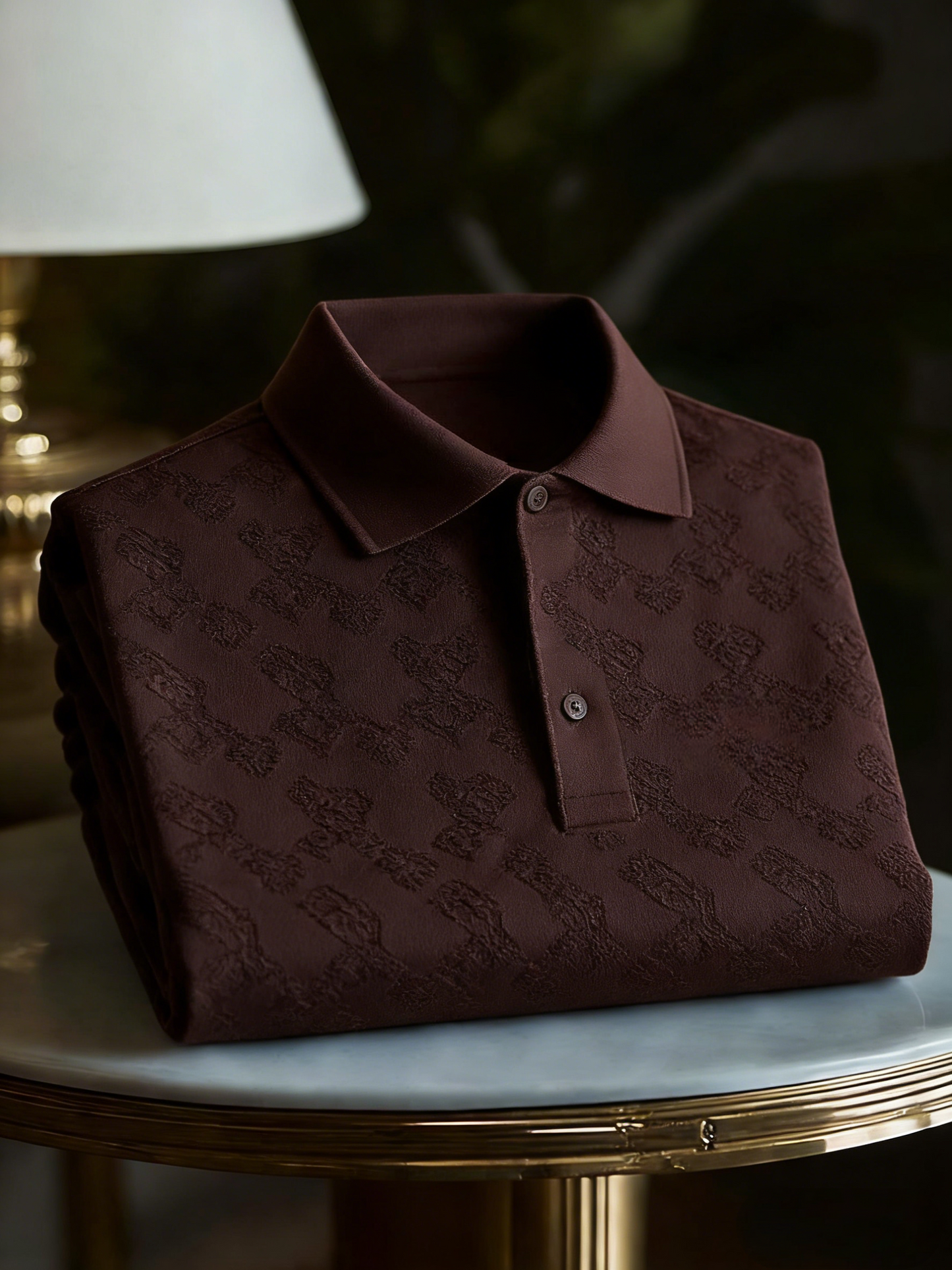 Men's Business Style Print Short Sleeved Polo Shirt