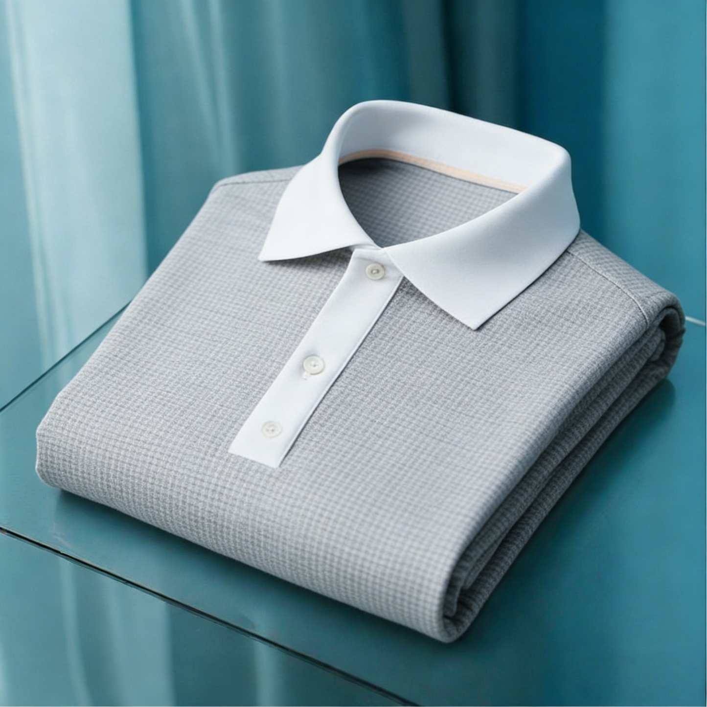 Men's Business Style Print Short Sleeved Polo Shirt