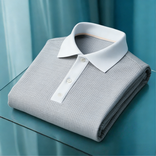 Men's Business Style Print Short Sleeved Polo Shirt