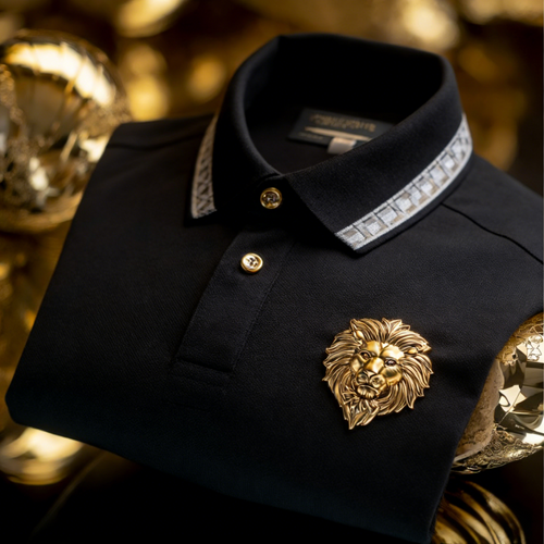Men's Business Style Print Short Sleeved Polo Shirt