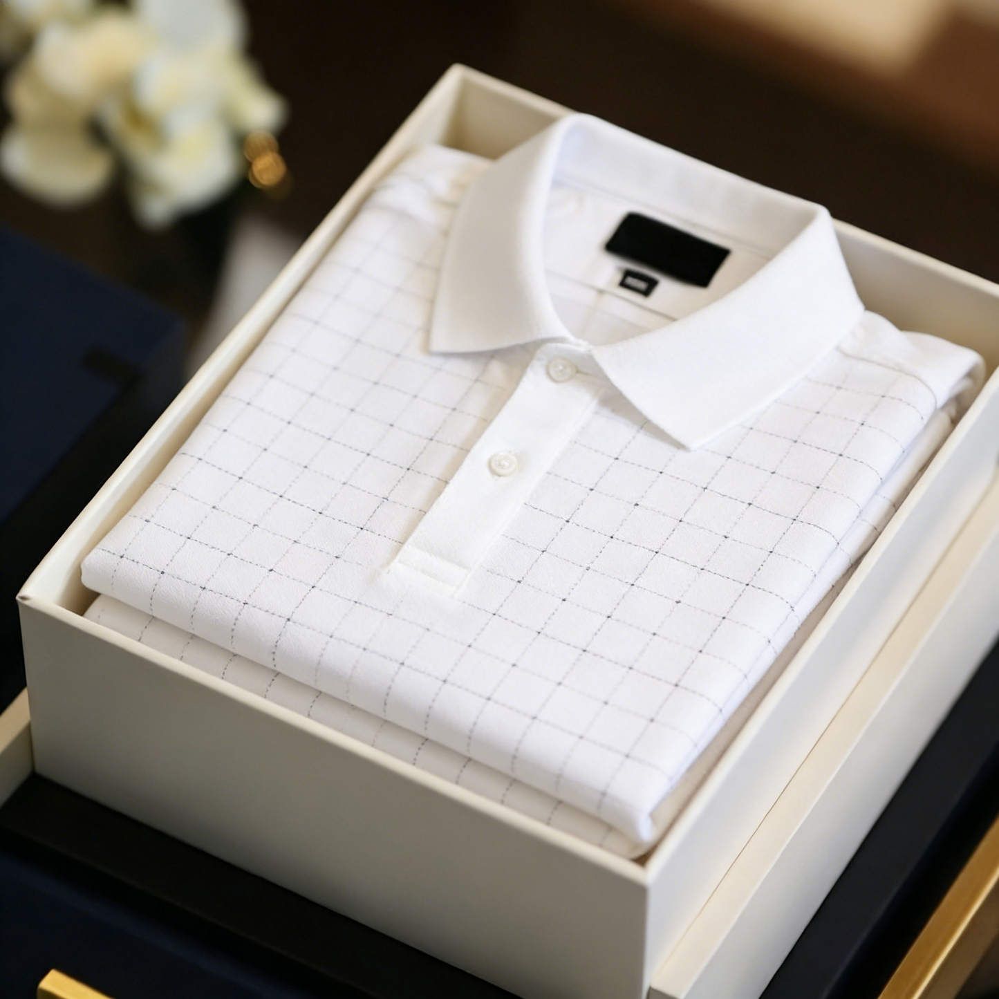 Men's Business Style Print Short Sleeved Polo Shirt