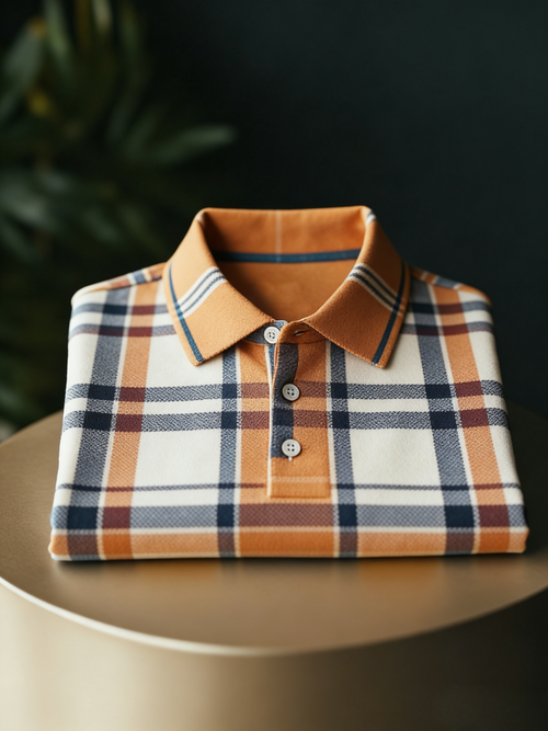 Men's Business Casual Button Short Sleeve Polo Shirt