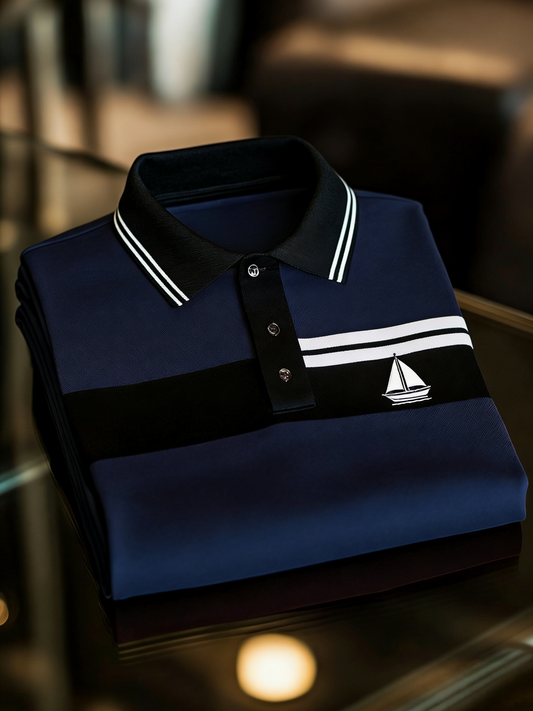 Men's Business Casual Button Short Sleeve Polo Shirt