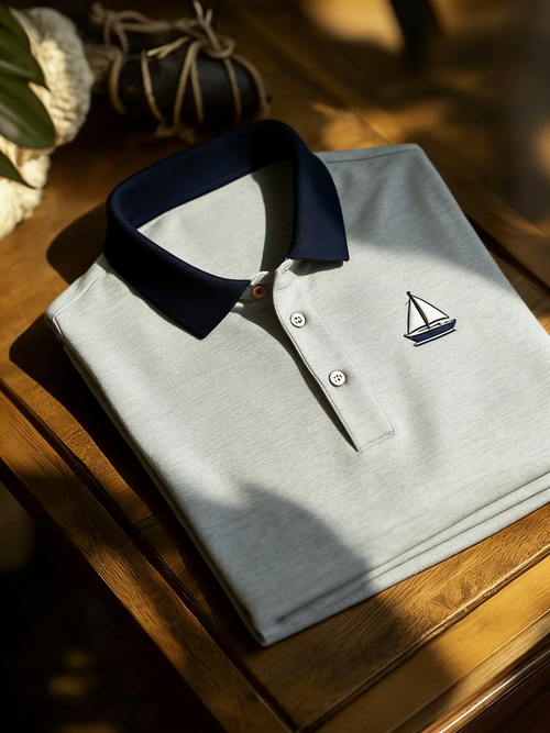 Men's Business Casual Button Short Sleeve Polo Shirt