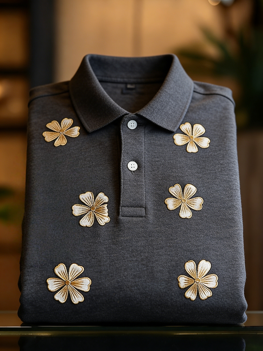 Men's Business Casual Button Short Sleeve Polo Shirt