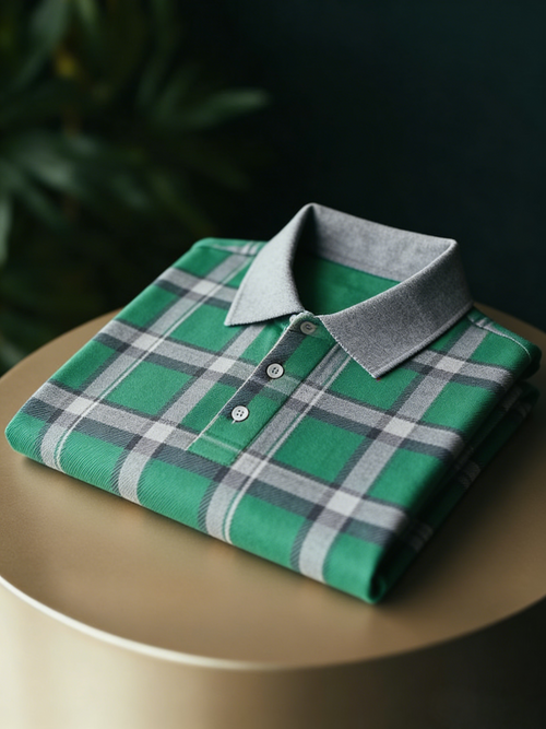 Men's Business Casual Button Short Sleeve Polo Shirt