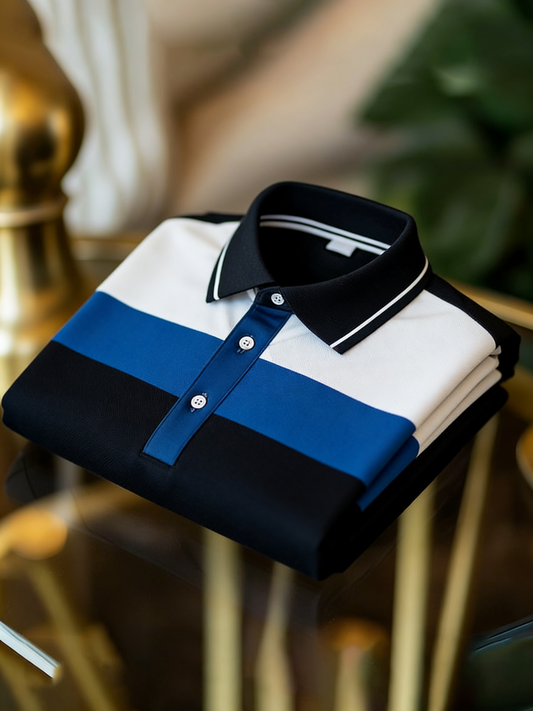 Men's Business Casual Button Short Sleeve Polo Shirt