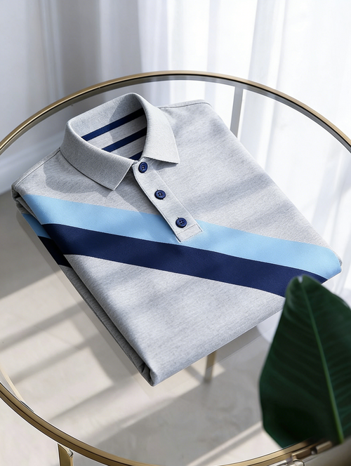 Men's Business Casual Button Short Sleeve Polo Shirt