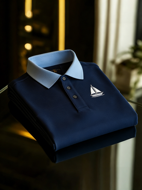 Men's Classic Business Button Short Sleeve Polo Shirt