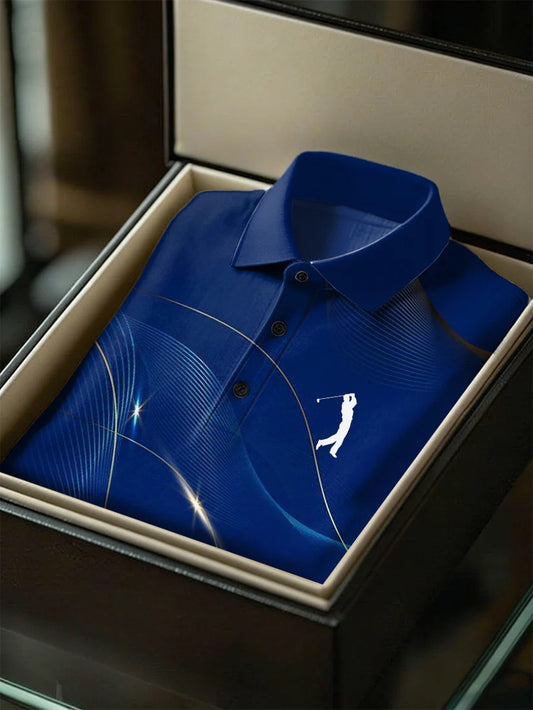 Men's Business Style Print Short Sleeved Polo Shirt