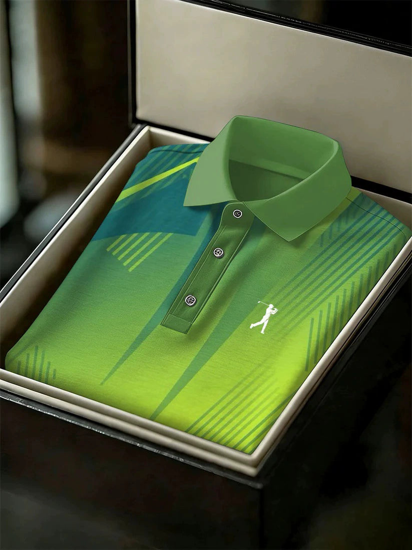 Men's Business Style Print Short Sleeved Polo Shirt