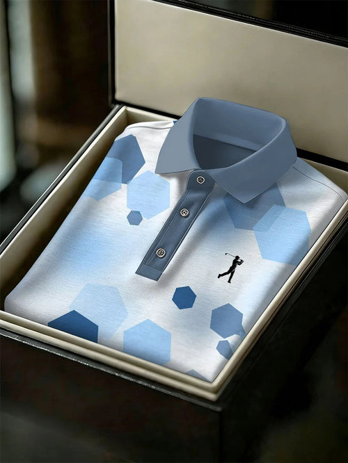 Men's Business Style Print Short Sleeved Polo Shirt
