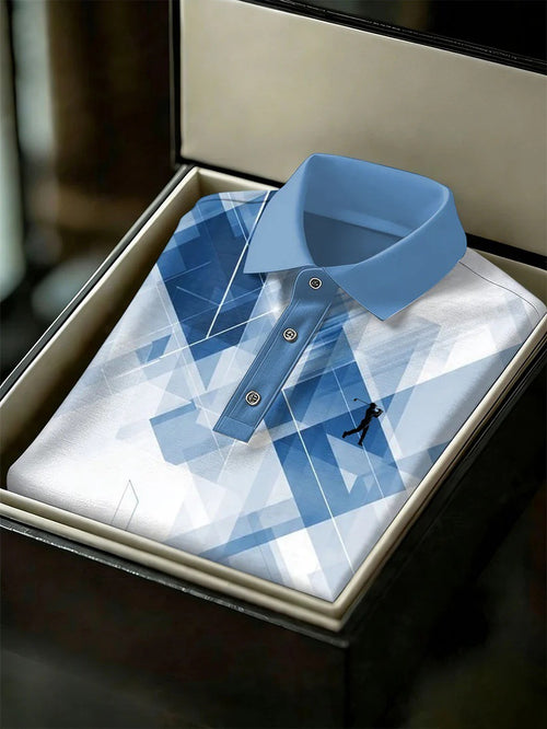 Men's Business Style Print Short Sleeved Polo Shirt