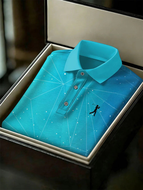Men's Business Style Print Short Sleeved Polo Shirt