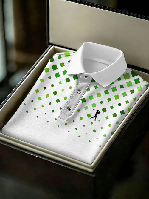 Men's Business Style Print Short Sleeved Polo Shirt