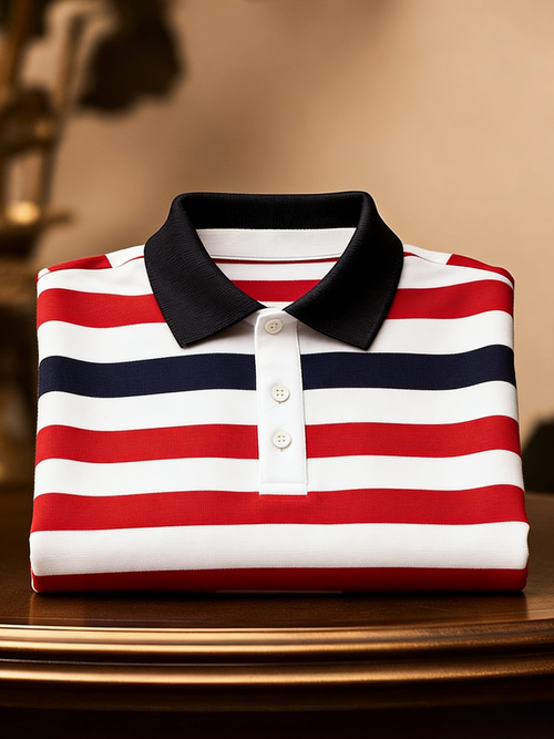 Men's Business Button-Down Short Sleeve Polo Shirt
