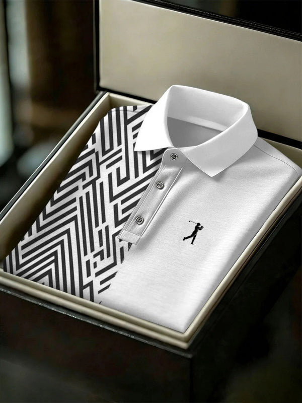 Men's Geometric Golf Sports Short Sleeve Polo Shirts