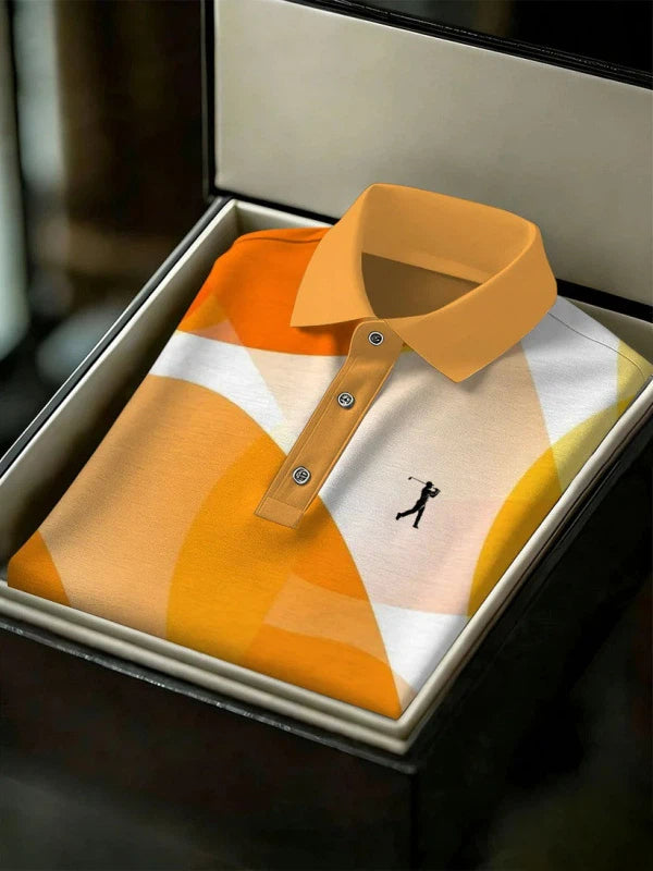 Men's Geometric Golf Sports Short Sleeve Polo Shirts