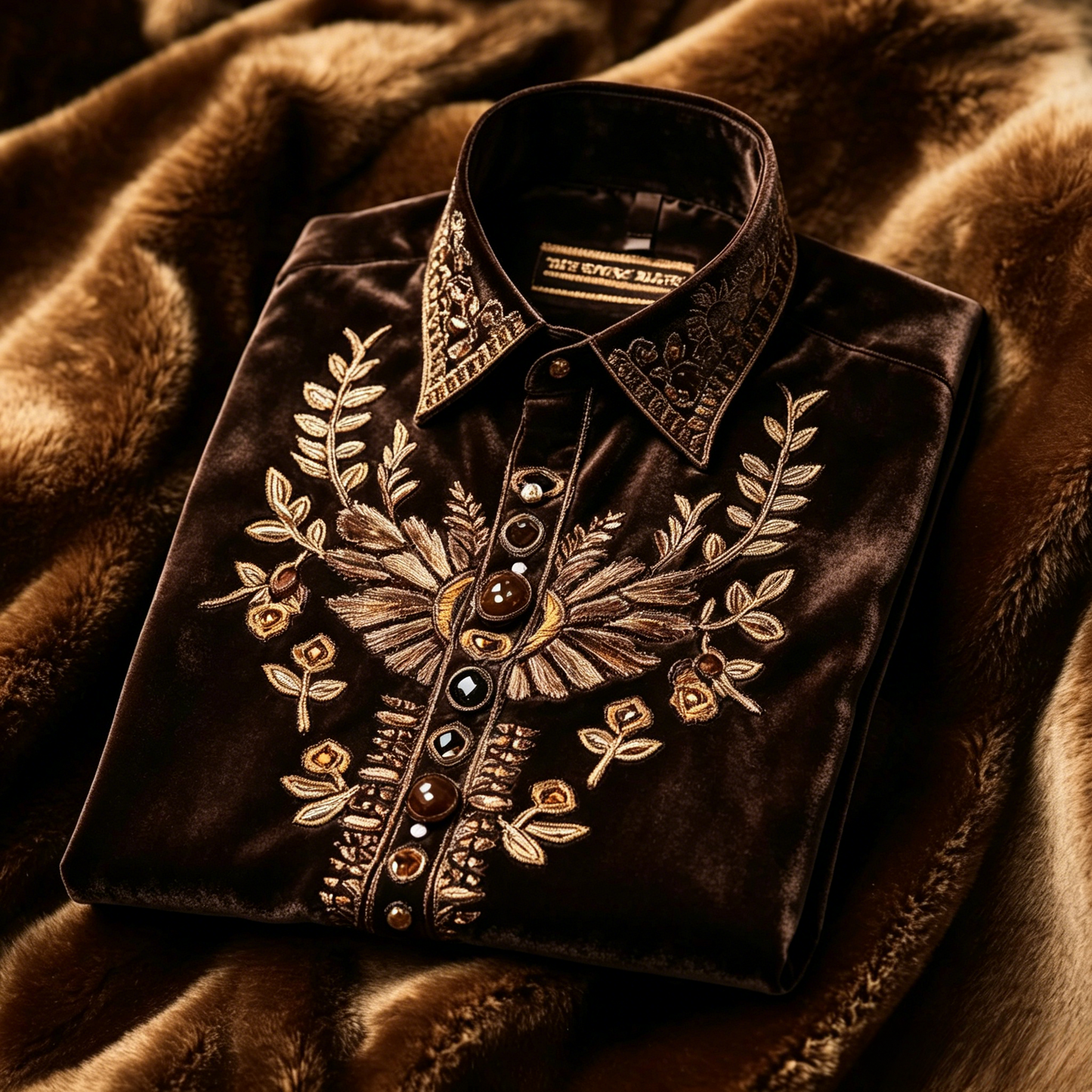 Men's Velvet Logo Casual Long Sleeve Shirt