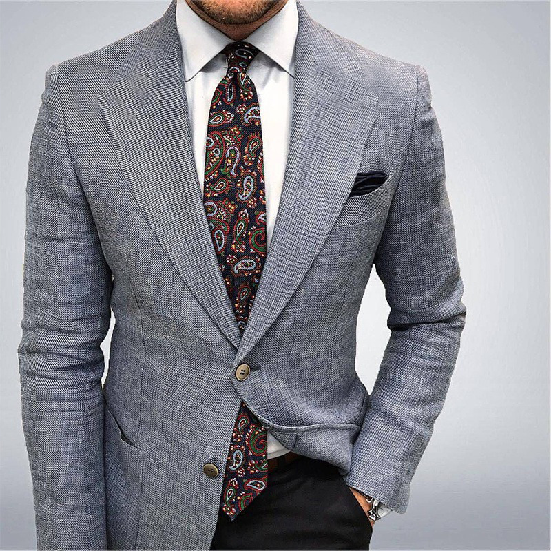 Men's Business Casual Printed Two-Button Blazer