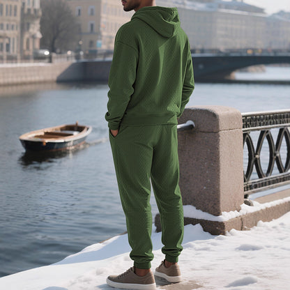 Men's Relaxed Long Sleeve Jacquard Hoodie & Pants Set