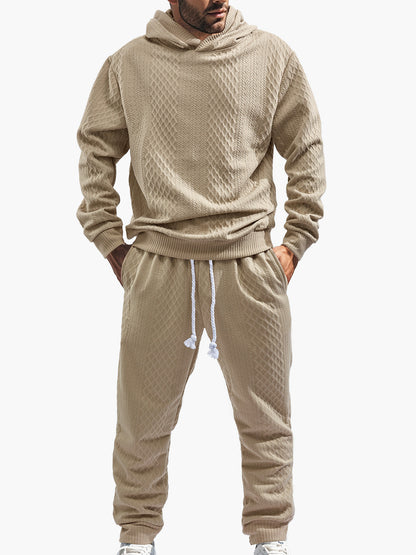 Men's Relaxed Long Sleeve Jacquard Hoodie & Pants Set