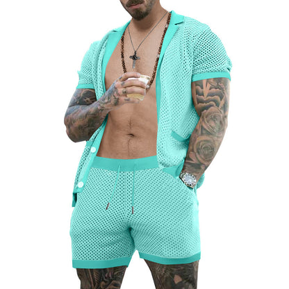 Men's Short Sleeve Shirt and Shorts Set
