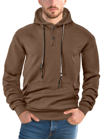 Men's pullover solid color casual sporty loose trendy long-sleeved hooded sweatshirt