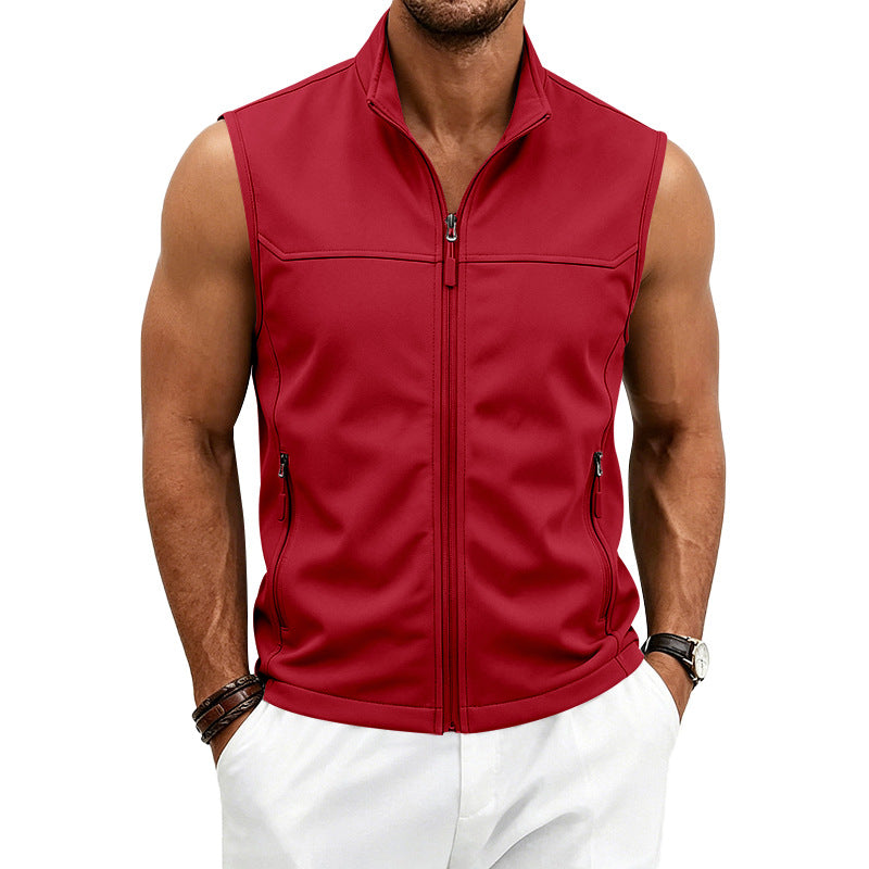 Men's Zip-Up Sleeveless Vest | Loose Fit Breathable Pocket Gilet