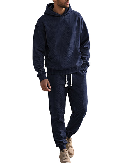 Men's Relaxed Long Sleeve Jacquard Hoodie & Pants Set