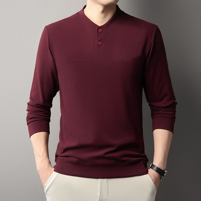 Men's two-button long-sleeved velvet sweatshirt