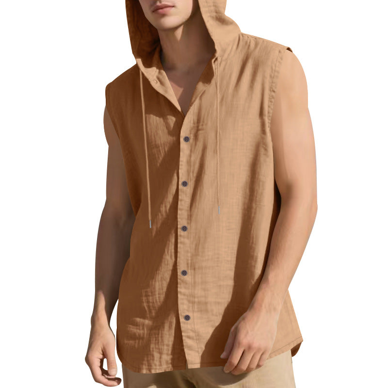 Men's Sleeveless Linen Shirt