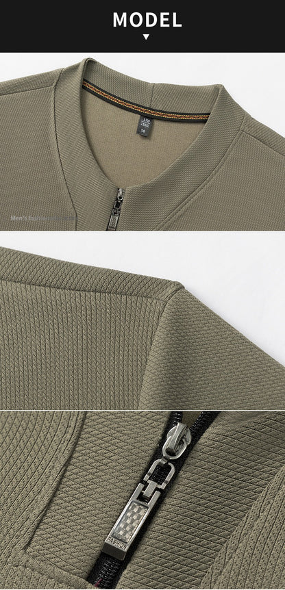 Men's half-zip crew neck long-sleeved sweatshirt
