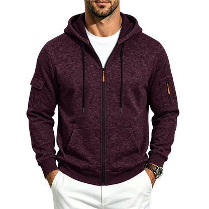 Men's loose-fitting fleece-lined hooded casual jacket