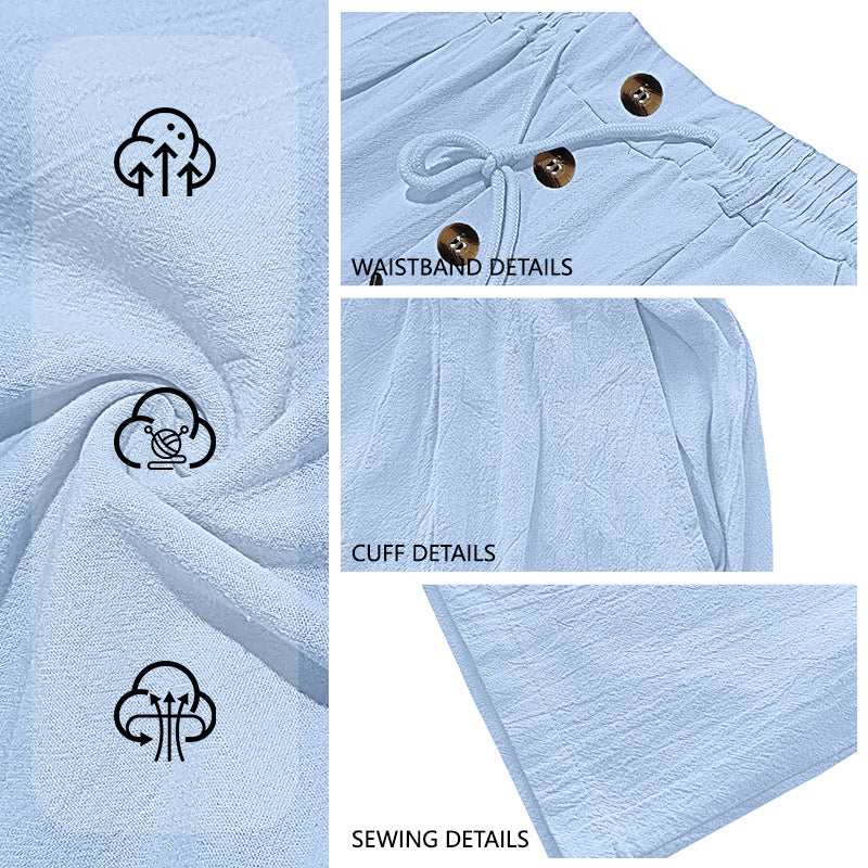 Men's Linen Relaxed Straight-Leg Pants