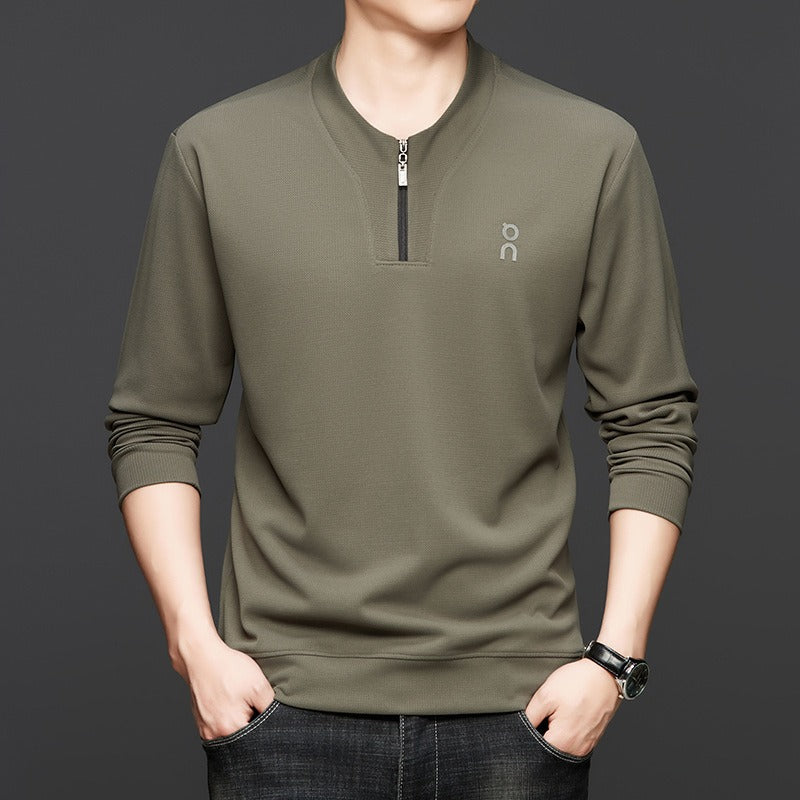 Men's half-zip crew neck long-sleeved sweatshirt