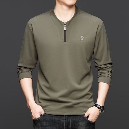 Men's half-zip crew neck long-sleeved sweatshirt