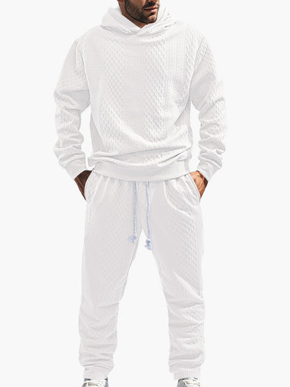 Men's Relaxed Long Sleeve Jacquard Hoodie & Pants Set