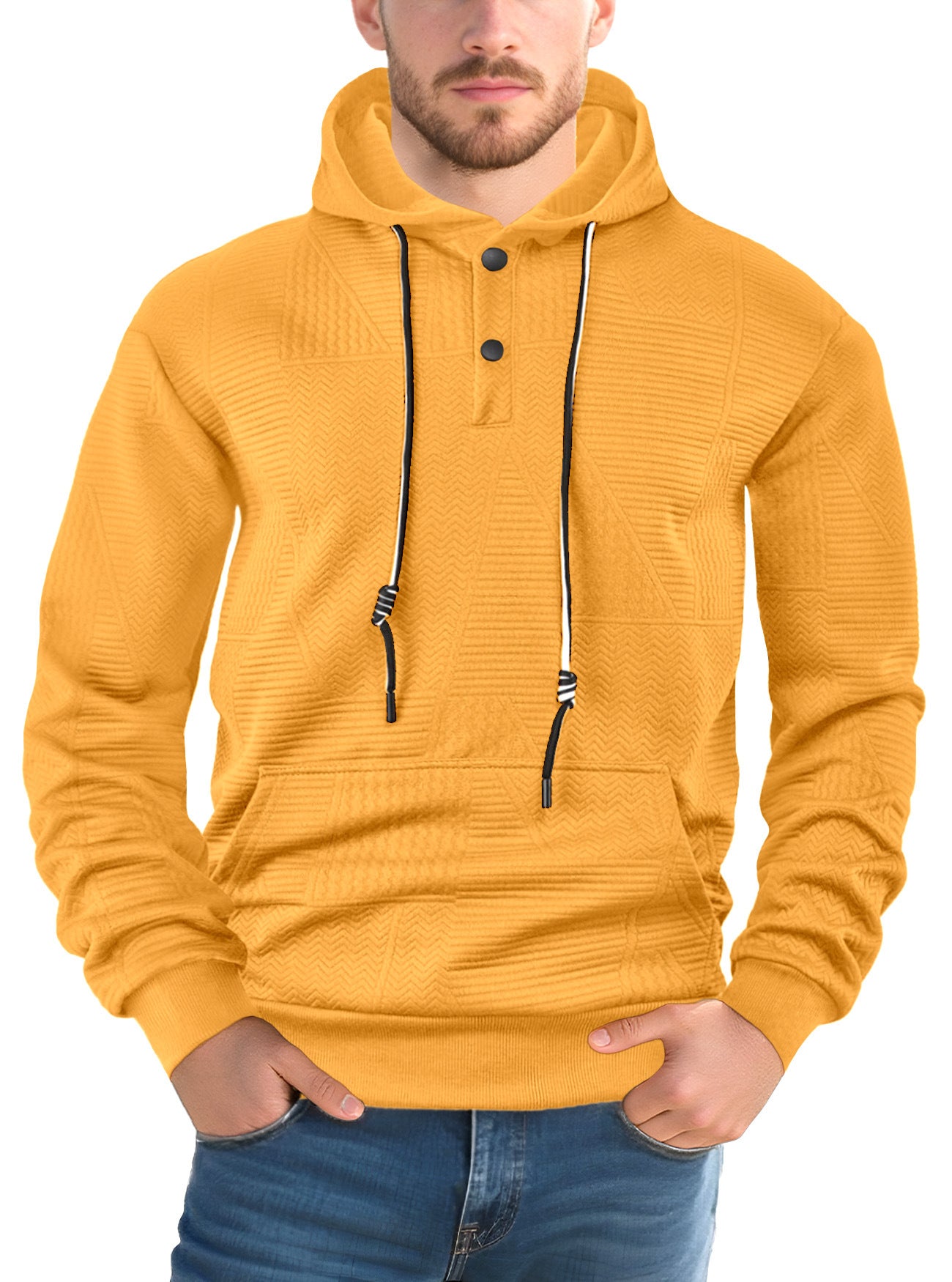 Men's pullover solid color casual sporty loose trendy long-sleeved hooded sweatshirt