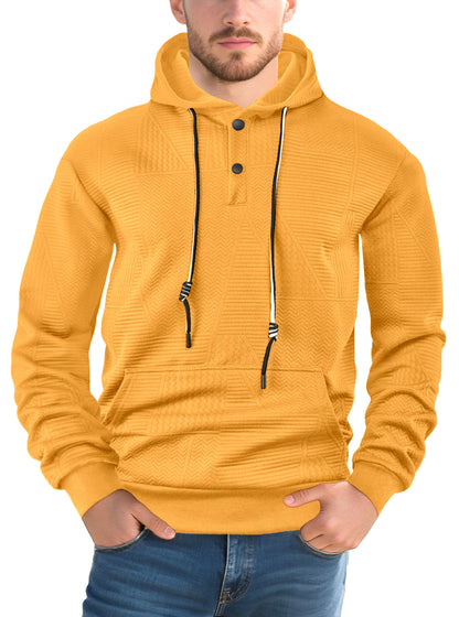 Men's pullover solid color casual sporty loose trendy long-sleeved hooded sweatshirt