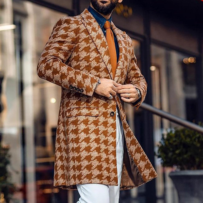 Men's Retro British Style Suit Collar Overcoat
