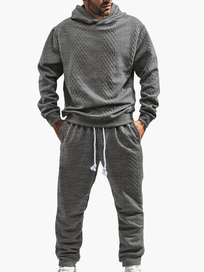 Men's Relaxed Long Sleeve Jacquard Hoodie & Pants Set