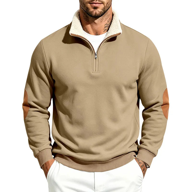 Men's Heavyweight Loose Fleece Lined Stand Collar Sherpa Sweatshirt