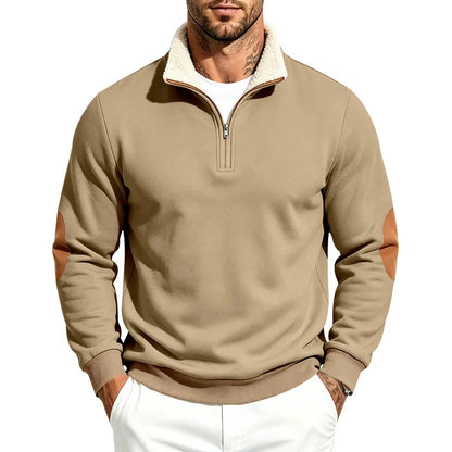 Men's Heavyweight Loose Fleece Lined Stand Collar Sherpa Sweatshirt