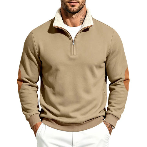 Men's Heavyweight Loose Fleece Lined Stand Collar Sherpa Sweatshirt