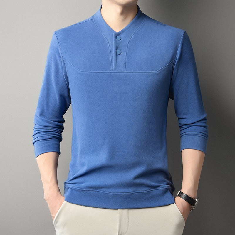 Men's two-button long-sleeved velvet sweatshirt