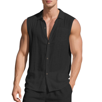 Men's Sleeveless Linen Shirt